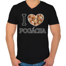 PRINTFASHION I love Pogácsa - Férfi V-nyakú póló - Fekete férfi póló