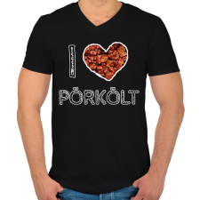 PRINTFASHION I love pörkölt - Férfi V-nyakú póló - Fekete férfi póló