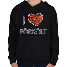 PRINTFASHION I love pörkölt - Gyerek kapucnis pulóver - Fekete gyerek pulóver, kardigán