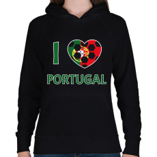 PRINTFASHION I love Portugal - Női kapucnis pulóver - Fekete