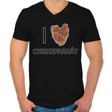 PRINTFASHION I love (rántott) csirkefarhát - Férfi V-nyakú póló - Fekete férfi póló