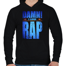 PRINTFASHION I LOVE RAP - Férfi kapucnis pulóver - Fekete férfi pulóver, kardigán