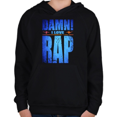 PRINTFASHION I LOVE RAP - Gyerek kapucnis pulóver - Fekete