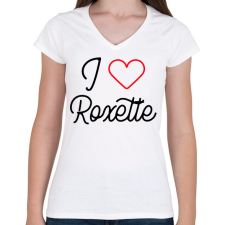 PRINTFASHION I love Roxette 2 - Női V-nyakú póló - Fehér női póló
