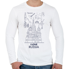 PRINTFASHION I LOVE RUSSIA - Férfi hosszú ujjú póló - Fehér