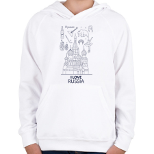 PRINTFASHION I LOVE RUSSIA - Gyerek kapucnis pulóver - Fehér gyerek pulóver, kardigán