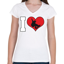 PRINTFASHION I love skatein - Női V-nyakú póló - Fehér női póló