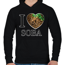 PRINTFASHION I love Soba - Férfi kapucnis pulóver - Fekete férfi pulóver, kardigán