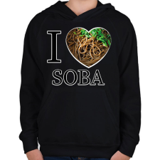 PRINTFASHION I love Soba - Gyerek kapucnis pulóver - Fekete gyerek pulóver, kardigán
