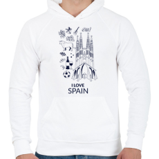 PRINTFASHION I LOVE SPAIN - Férfi kapucnis pulóver - Fehér