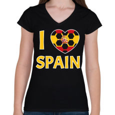 PRINTFASHION I love Spain - Női V-nyakú póló - Fekete