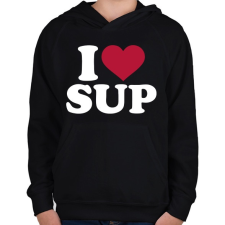 PRINTFASHION I love SUP! - Gyerek kapucnis pulóver - Fekete gyerek pulóver, kardigán