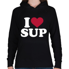 PRINTFASHION I love SUP! - Női kapucnis pulóver - Fekete