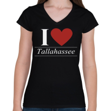 PRINTFASHION I love tallahassee - Női V-nyakú póló - Fekete női póló