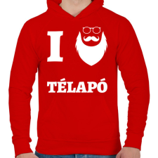 PRINTFASHION I Love Télapó - Férfi kapucnis pulóver - Piros férfi pulóver, kardigán