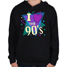 PRINTFASHION I love the 90's - Gyerek kapucnis pulóver - Fekete gyerek pulóver, kardigán