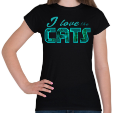 PRINTFASHION i love the cats-blue - Női póló - Fekete női póló