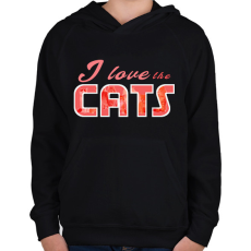 PRINTFASHION i love the cats - Gyerek kapucnis pulóver - Fekete