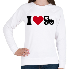 PRINTFASHION I love traktor - Női pulóver - Fehér női pulóver, kardigán