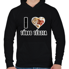 PRINTFASHION I Love Túrós Tészta - Férfi kapucnis pulóver - Fekete