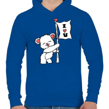 PRINTFASHION I LOVE U - Férfi kapucnis pulóver - Királykék férfi pulóver, kardigán