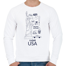 PRINTFASHION I LOVE USA - Férfi pulóver - Fehér