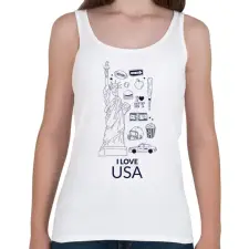 PRINTFASHION I LOVE USA - Női atléta - Fehér női trikó