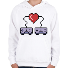 PRINTFASHION I love video games, retro - Gyerek kapucnis pulóver - Fehér gyerek pulóver, kardigán
