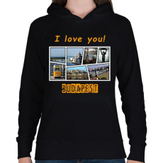 PRINTFASHION i love you budapest - Női kapucnis pulóver - Fekete