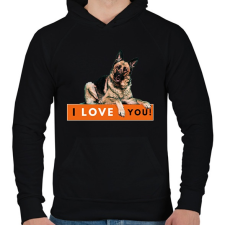 PRINTFASHION I LOVE YOU (NÉMETJUHÁSZ) - Férfi kapucnis pulóver - Fekete férfi pulóver, kardigán