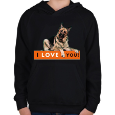 PRINTFASHION I LOVE YOU (NÉMETJUHÁSZ) - Gyerek kapucnis pulóver - Fekete gyerek pulóver, kardigán