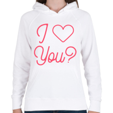 PRINTFASHION I love you - Női kapucnis pulóver - Fehér női pulóver, kardigán