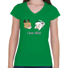 PRINTFASHION I love you - Női V-nyakú póló - Zöld