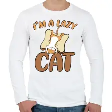 PRINTFASHION I'm a lazy cat - Férfi hosszú ujjú póló - Fehér férfi póló