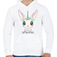 PRINTFASHION I'm a unicorn - Férfi kapucnis pulóver - Fehér férfi pulóver, kardigán