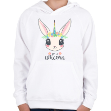 PRINTFASHION I'm a unicorn - Gyerek kapucnis pulóver - Fehér gyerek pulóver, kardigán