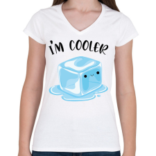 PRINTFASHION I'm cooler - Női V-nyakú póló - Fehér női póló