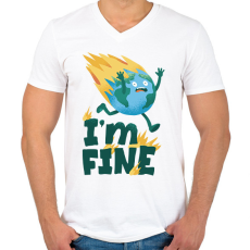 PRINTFASHION I'm fine - Férfi V-nyakú póló - Fehér
