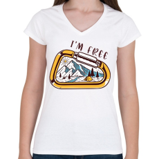 PRINTFASHION I'm free - Túrázós - Női V-nyakú póló - Fehér