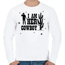 PRINTFASHION I'm her cowboy - Férfi pulóver - Fehér férfi pulóver, kardigán
