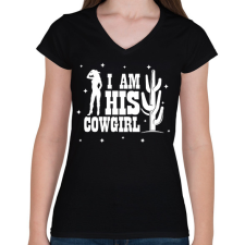 PRINTFASHION I'm his cowgirl - Női V-nyakú póló - Fekete női póló