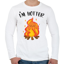 PRINTFASHION I'm hotter - Férfi hosszú ujjú póló - Fehér férfi póló