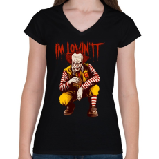 PRINTFASHION I'M LOVIN IT - Női V-nyakú póló - Fekete