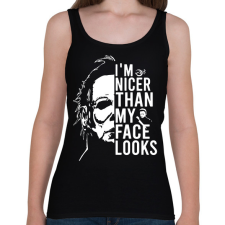 PRINTFASHION I'm nicer than my face looks - Női atléta - Fekete női trikó