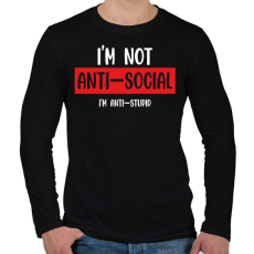 PRINTFASHION I'm not anti-social (white) - Férfi hosszú ujjú póló - Fekete