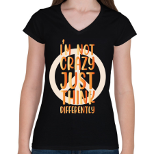 PRINTFASHION I'm not crazy - Hippie - Női V-nyakú póló - Fekete női póló
