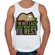 PRINTFASHION I'm not lazy - Férfi atléta - Fehér