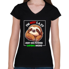 PRINTFASHION I'm Not Lazy Lajhár - Női V-nyakú póló - Fekete női póló