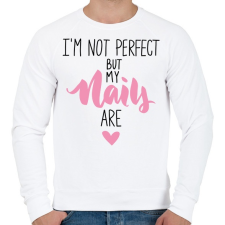 PRINTFASHION I'm not perfect but my nails are - Férfi pulóver - Fehér férfi pulóver, kardigán