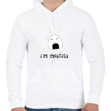 PRINTFASHION I'm Onigiri - Férfi kapucnis pulóver - Fehér férfi pulóver, kardigán